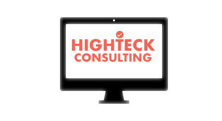 Monitor with HighTeck Consulting on screen.